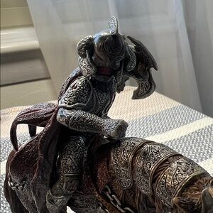 Medieval Knight on Horseback Figurine - Black and Silver from Schleich